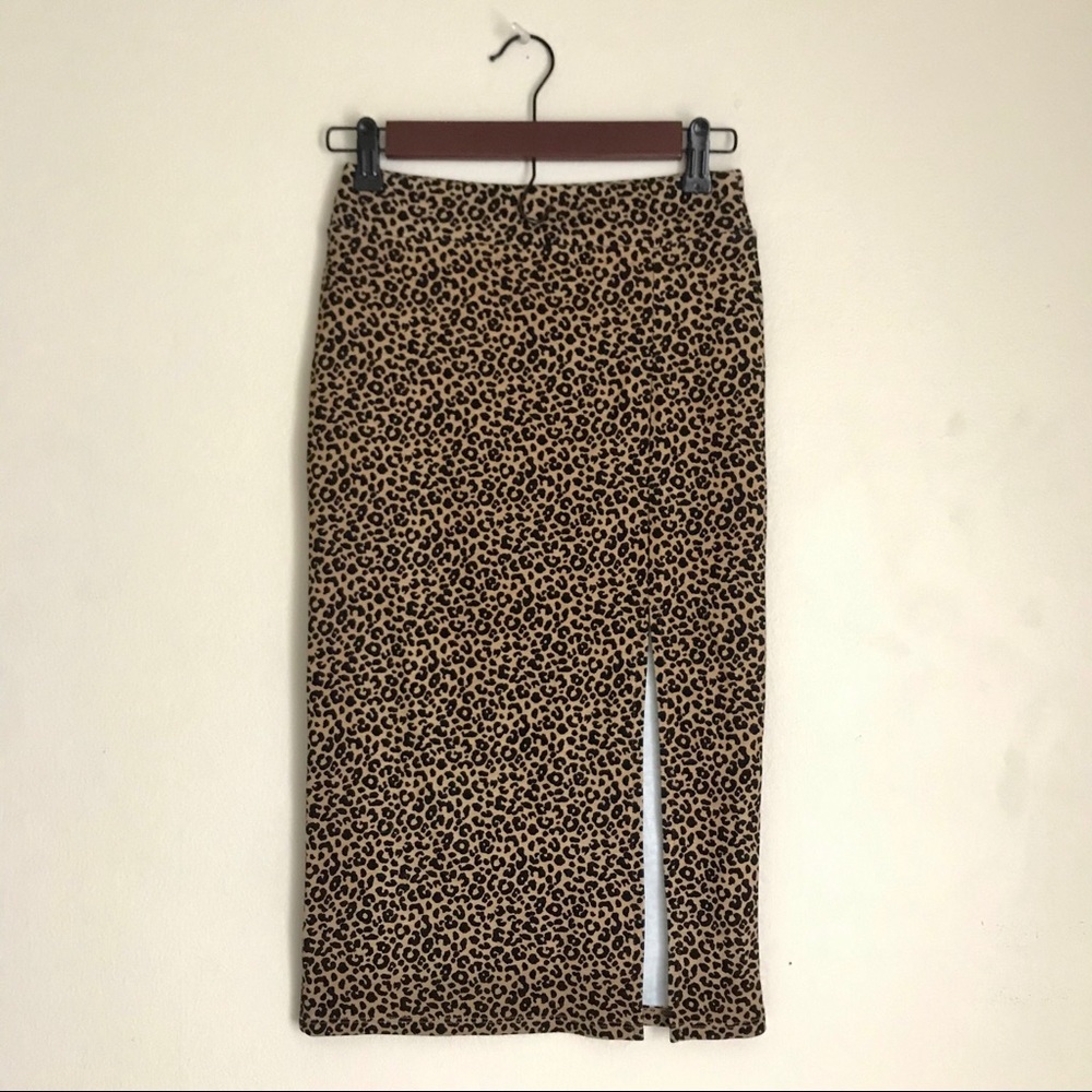 Leopard Pencil Skirt With Slit